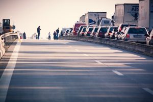 Cars Lined Up On a Highway