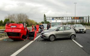 Car Crash Scene On A Highway