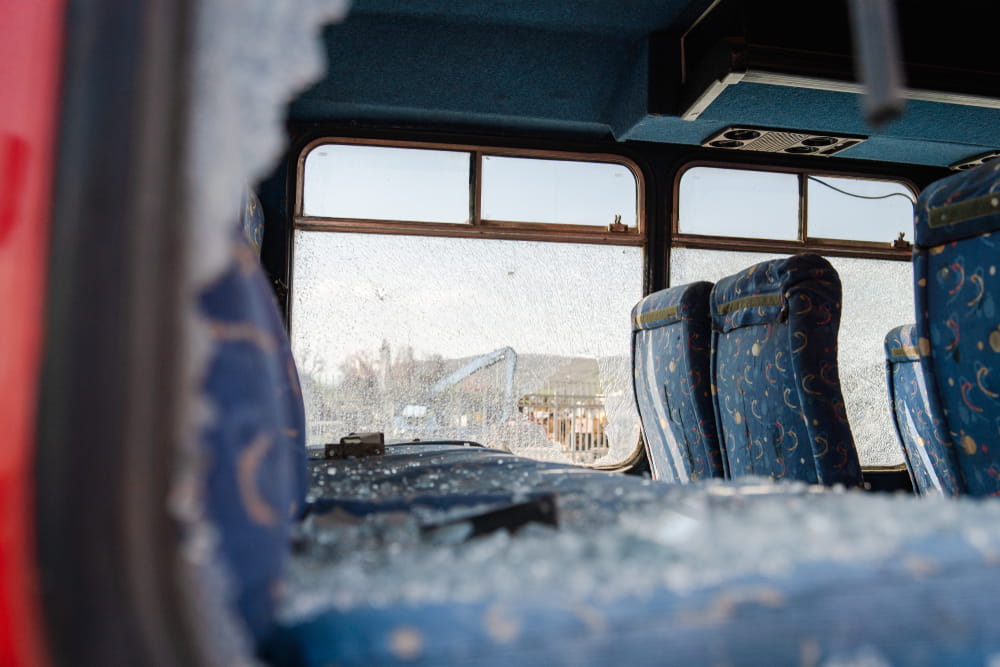 Look Through A Broken Bus Window