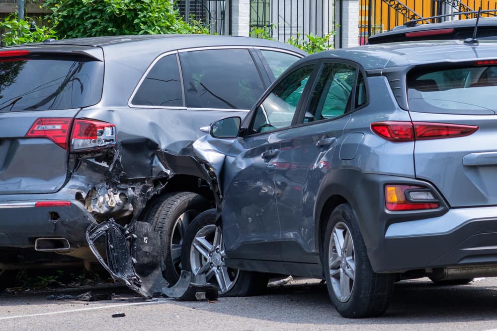 Car Crash Scene Between Two Cars